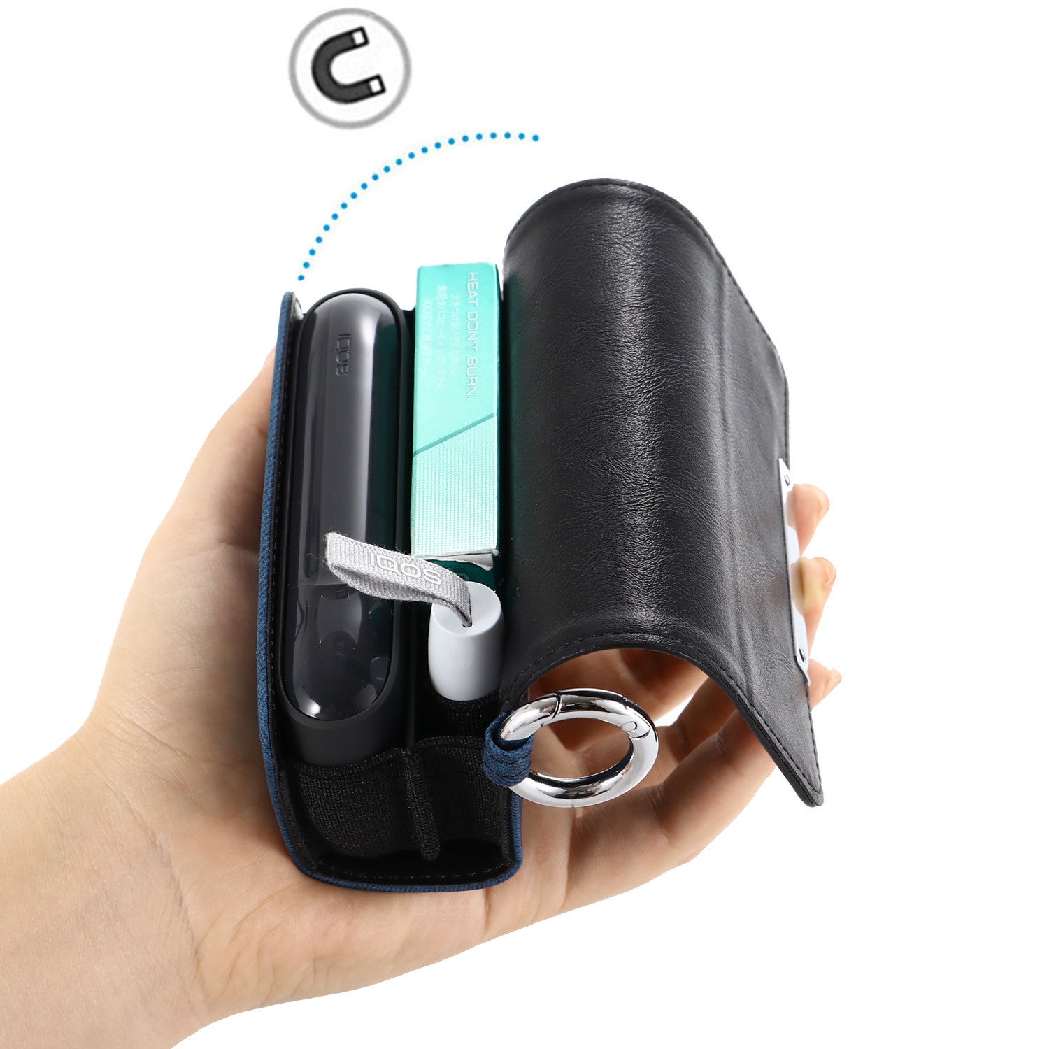 Case for IQOS 3 / 3 Duo , PU Leather Electronic Cigarette Storage Bag with Hook Case for IQOS 3 / 3 Duo , PU Leather Electronic Cigarette Storage Bag with Hook